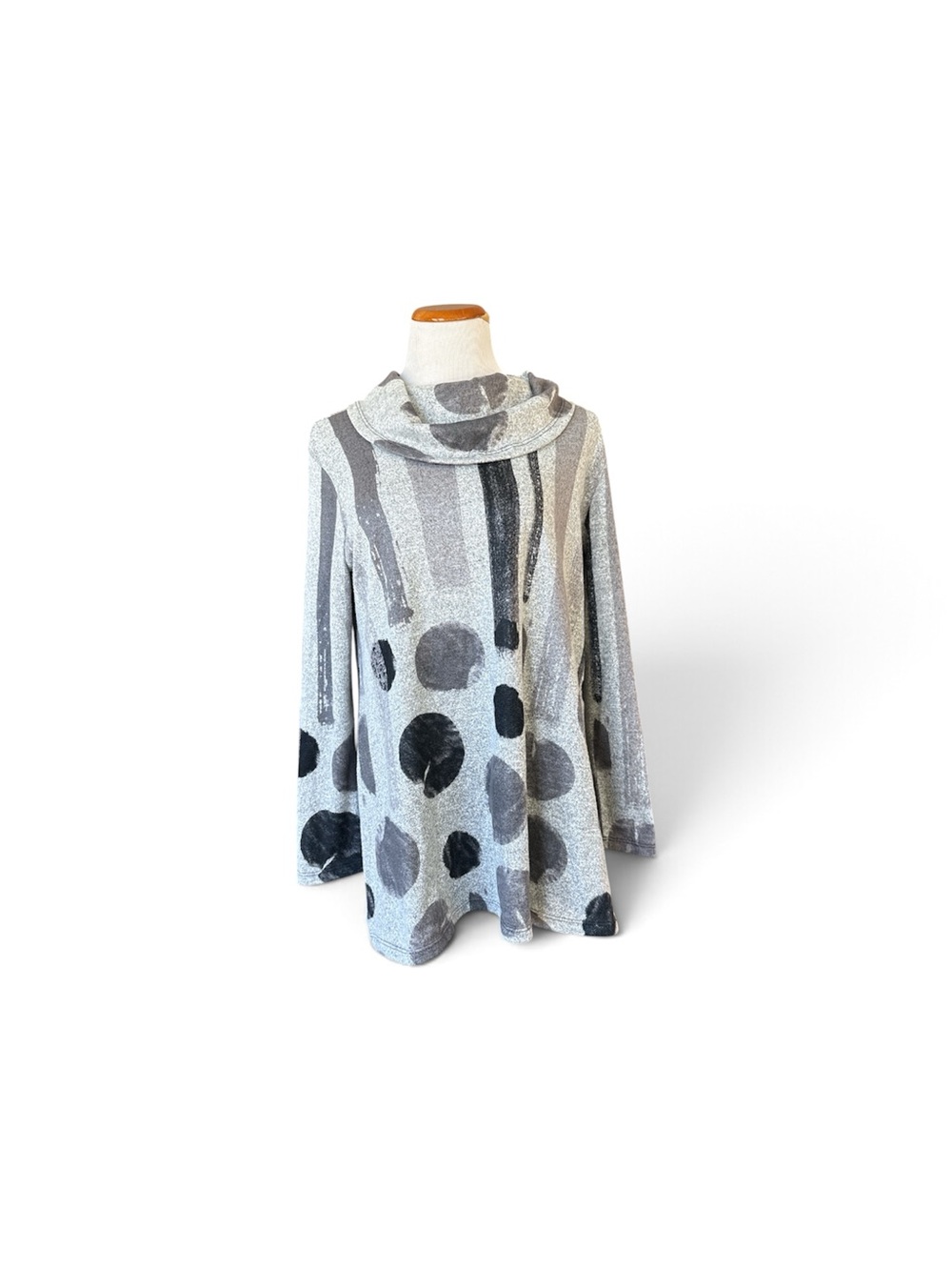 Abstract Dot Cowl Neck Sweater - Grey/Charcoal